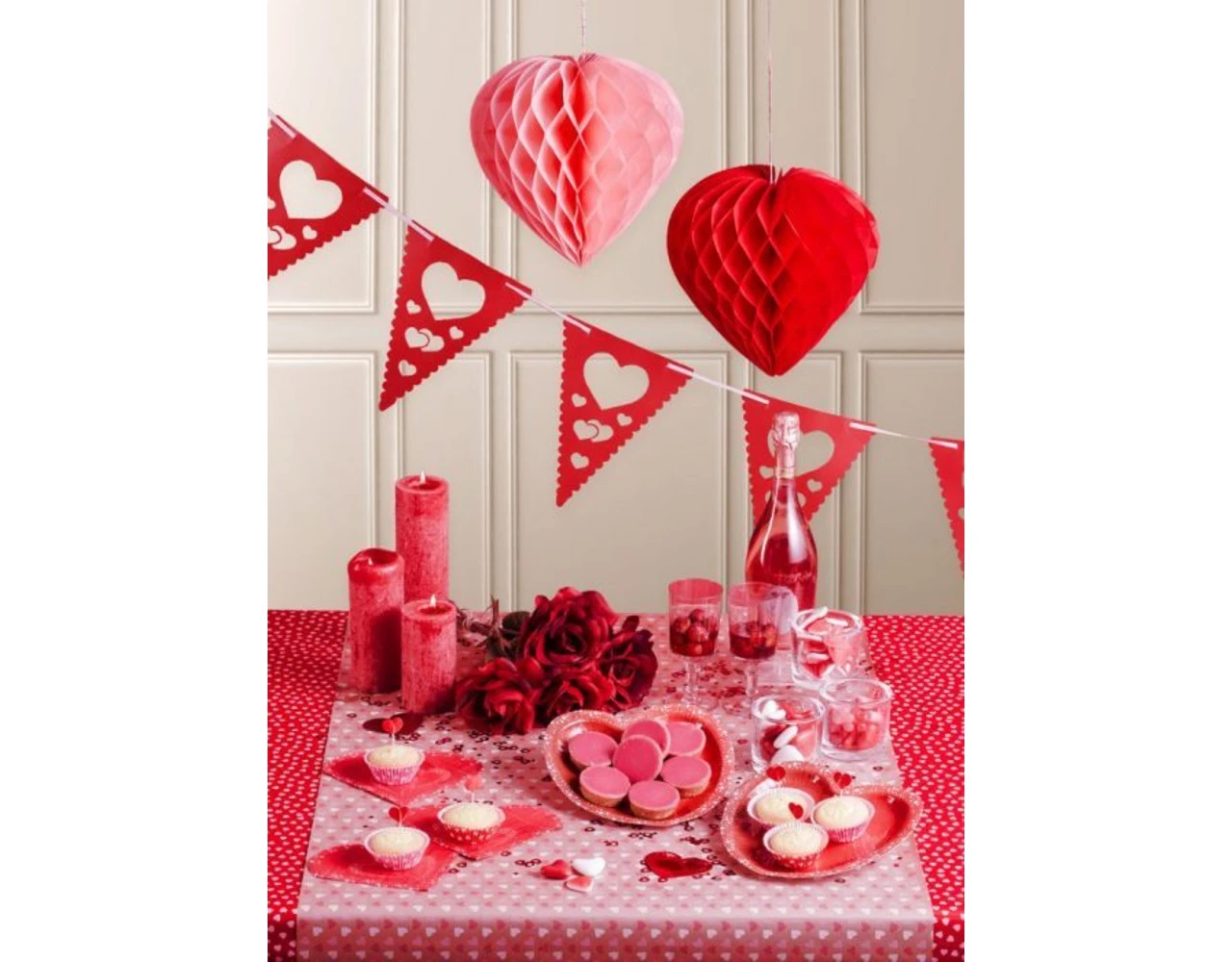 Honeycomb Rood Hart 30cm 3 Honeycomb Rood Hart 30cm - Afbeelding 3