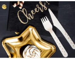 Houten Bestek Goud 16cm 18 Delig -Feestspullen Winkel houten bestek goud 16cm 18 delig 2