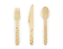 Houten Bestek Goud 16cm 18 Delig