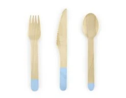 Houten Bestek Lichtblauw 16cm 18 Delig