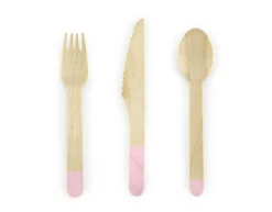 Houten Bestek Lichtroze 16cm 18 Delig