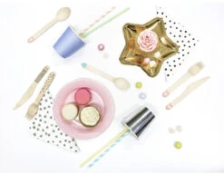 Houten Bestek Roze 16cm 18 Delig -Feestspullen Winkel houten bestek roze 16cm 18 delig 3