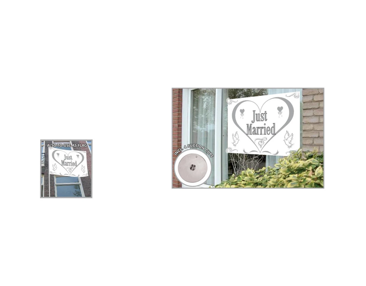 Just Married Raamvlag 1,5m 2 Just Married Raamvlag 1,5m - Afbeelding 2