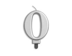 Kaars 0 Jaar Zilver Metallic 8cm