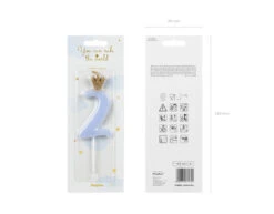 Kaars 2 Jaar Lichtblauw 9,5cm -Feestspullen Winkel kaars 2 jaar lichtblauw 95cm 2