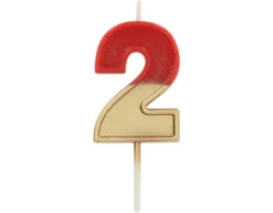 Kaars 2 Jaar Retro Rood 5cm