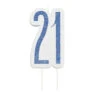 Kaars 21 Jaar Glitter Blauw 8,5cm