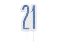 Kaars 21 Jaar Glitter Blauw 8,5cm