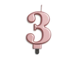 Kaars 3 Jaar Rose Goud Metallic 8cm