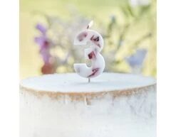 Kaars 3 Jaar Rozenblaadjes 9cm -Feestspullen Winkel kaars 3 jaar rozenblaadjes 9cm 2