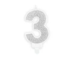 Kaars 3 Jaar Zilver 7cm