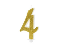 Kaars 4 Jaar Goud 10cm