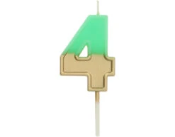 Kaars 4 Jaar Retro Groen 5cm