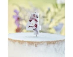 Kaars 4 Jaar Rozenblaadjes 9cm -Feestspullen Winkel kaars 4 jaar rozenblaadjes 9cm 2