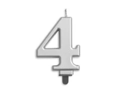 Kaars 4 Jaar Zilver Metallic 8cm