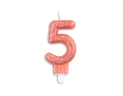 Kaars 5 Jaar Rose Goud Glitter 7cm