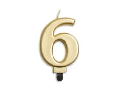 Kaars 6 Jaar Goud Metallic 8cm