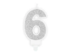 Kaars 6 Jaar Zilver 7cm