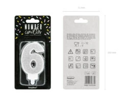 Kaars 6 Jaar Zilver 7cm -Feestspullen Winkel kaars 6 jaar zilver 7cm 3