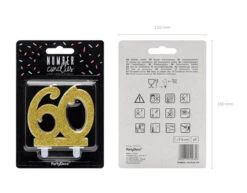 Kaars 60 Jaar Goud 7,5cm -Feestspullen Winkel kaars 60 jaar goud 75cm 5