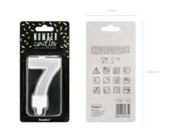 Kaars 7 Jaar Zilver 7cm -Feestspullen Winkel kaars 7 jaar zilver 7cm 3