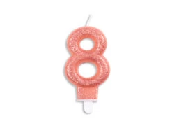 Kaars 8 Jaar Rose Goud Glitter 7cm