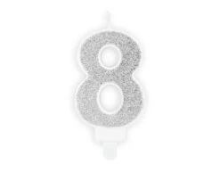 Kaars 8 Jaar Zilver 7cm