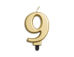 Kaars 9 Jaar Goud Metallic 8cm