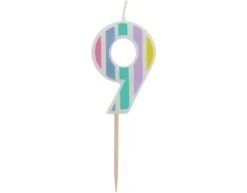 Kaars 9 Jaar Pastel 5cm