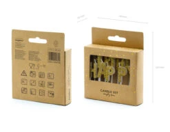 Kaarsen Happy Birthday Goud 2,5cm 13st -Feestspullen Winkel kaarsen happy birthday goud 25cm 13st 2
