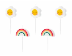 Kaarsen Regenboog En Bloem 3,5cm 5st