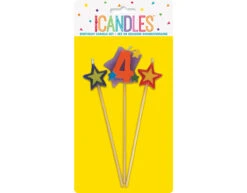 Kaarsen Set 4 Jaar Sterren 26cm 3st -Feestspullen Winkel kaarsen set 4 jaar sterren 26cm 3st 1