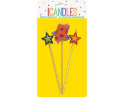 Kaarsen Set 8 Jaar Sterren 26cm 3st -Feestspullen Winkel kaarsen set 8 jaar sterren 26cm 3st 1