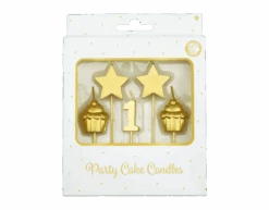 Kaarsjes 1 Jaar Cupcake Goud 17,5cm -Feestspullen Winkel kaarsjes 1 jaar cupcake goud 175cm 2