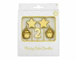 Kaarsjes 2 Jaar Cupcake Goud 17,5cm -Feestspullen Winkel kaarsjes 2 jaar cupcake goud 175cm 2