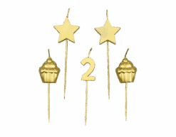 Kaarsjes 2 Jaar Cupcake Goud 17,5cm