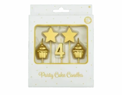 Kaarsjes 4 Jaar Cupcake Goud 17,5cm -Feestspullen Winkel kaarsjes 4 jaar cupcake goud 175cm 2