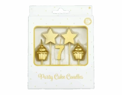 Kaarsjes 7 Jaar Cupcake Goud 17,5cm -Feestspullen Winkel kaarsjes 7 jaar cupcake goud 175cm 2