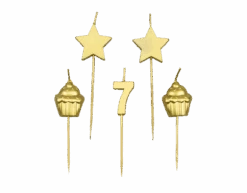 Kaarsjes 7 Jaar Cupcake Goud 17,5cm