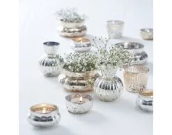 Large Melon Shape Tea Light Holder Silver -Feestspullen Winkel large melon shape tea light holder silver 2