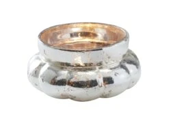 Large Melon Shape Tea Light Holder Silver
