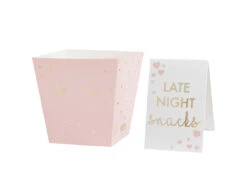 Late Night Snack Bar Kit With White Chalkboard, Pink Chalk And Gold Foiled Snack Boxes