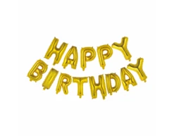 Letterballon Set Happy Birthday Goud
