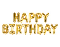 Letterballon Set Happy Birthday Goud Leeg 3,4m