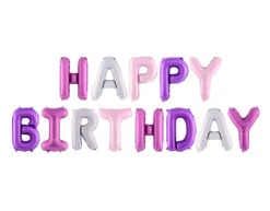 Letterballon Set Happy Birthday Paars Mix Leeg 3,4m