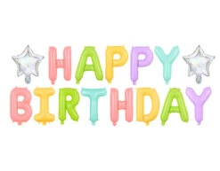 Letterballon Set Happy Birthday Pastel Mix Leeg 3,95m