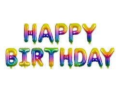 Letterballon Set Happy Birthday Regenboog Leeg 3,4m