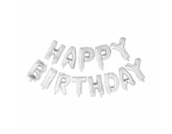 Letterballon Set Happy Birthday Zilver