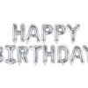 Letterballon Set Happy Birthday Zilver Leeg 3,4m