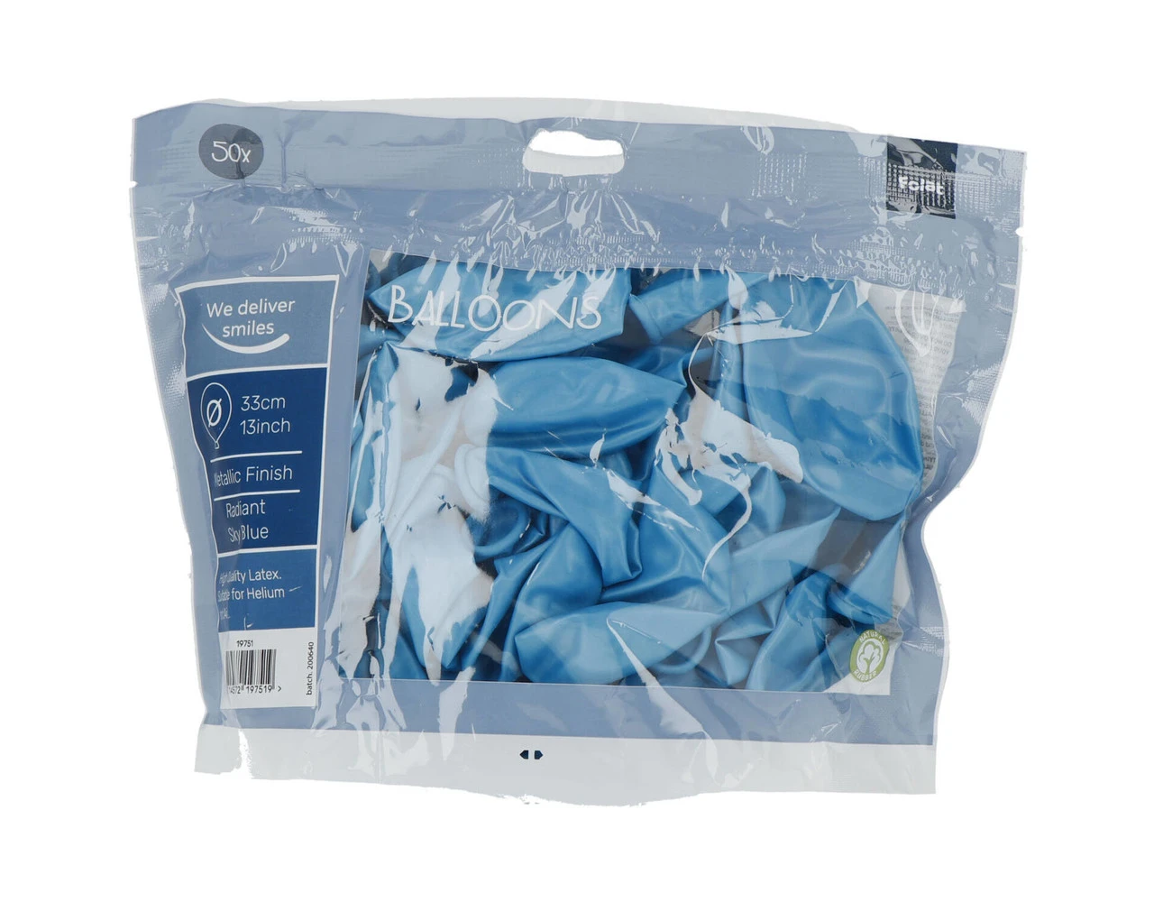 Lichtblauwe Ballonnen Metallic Sky Blue 33cm 50st 2 Lichtblauwe Ballonnen Metallic Sky Blue 33cm 50st - Afbeelding 2